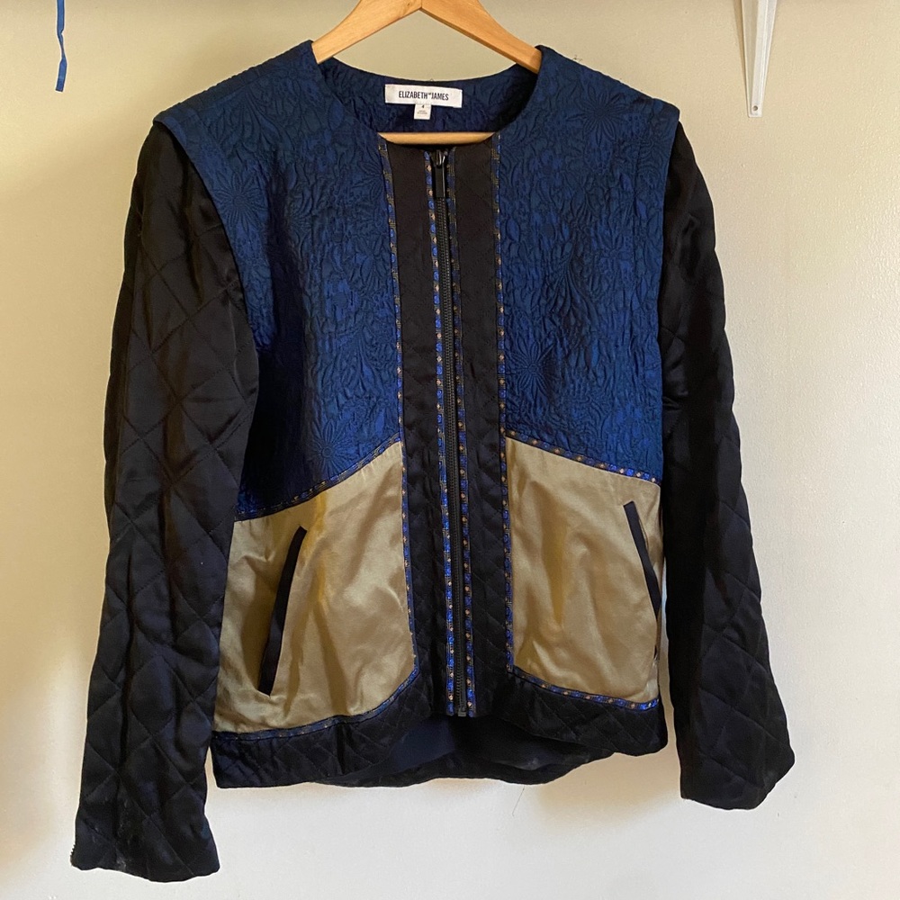 Quilted silk Elizabeth & James bomber jacket, excellent condition worn once